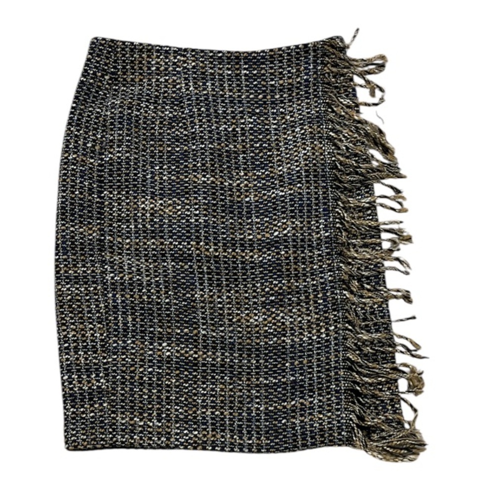 Halogen Size 2 Pencil Midi Blue and Cream Tweed Skirt